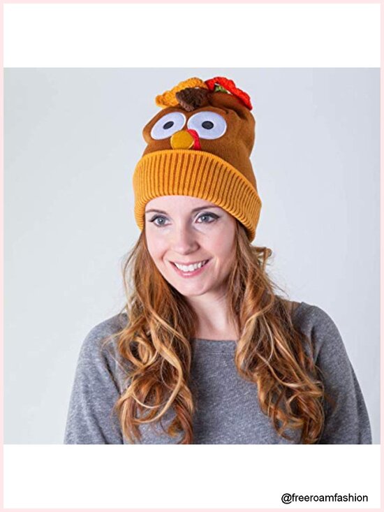 Turkey Knit Beanie Hat - Soft Acrylic Winter Hat